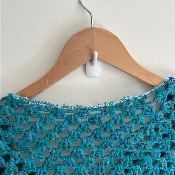 Handmade Crochet Open Cardigan - Teal and Light Blue - Picture 6 of 6